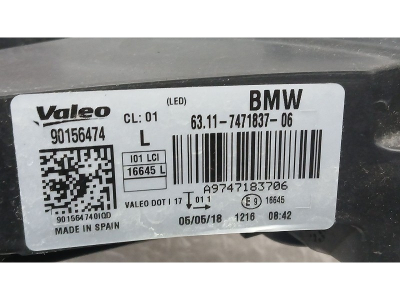 Recambio de piloto delantero izquierdo para bmw i3 (i01) electric referencia OEM IAM 7471837 LUZ DE DIA VALEO 90156474