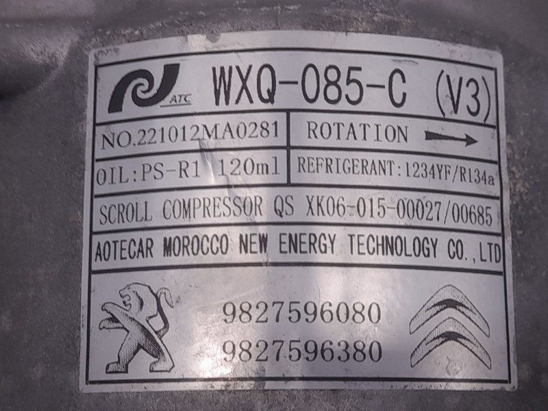 Recambio de compresor aire acondicionado para peugeot 208 ii (ub_, up_, uw_, uj_) 1.2 puretech 100 referencia OEM IAM 9827596080