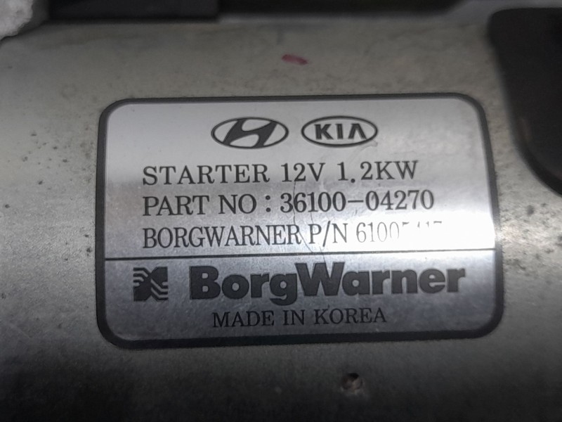 Recambio de motor arranque para kia ceed (cd) 1.0 t-gdi referencia OEM IAM 3610004270 61005417 BORGWARNER