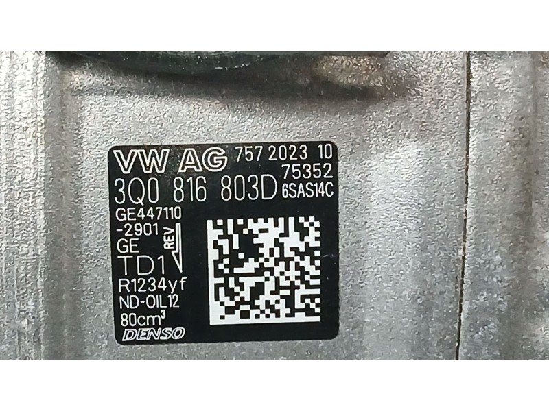 Recambio de compresor aire acondicionado para seat arona (kj7, kjp) 1.0 tsi referencia OEM IAM 3Q0816803D DENSO 4471102901