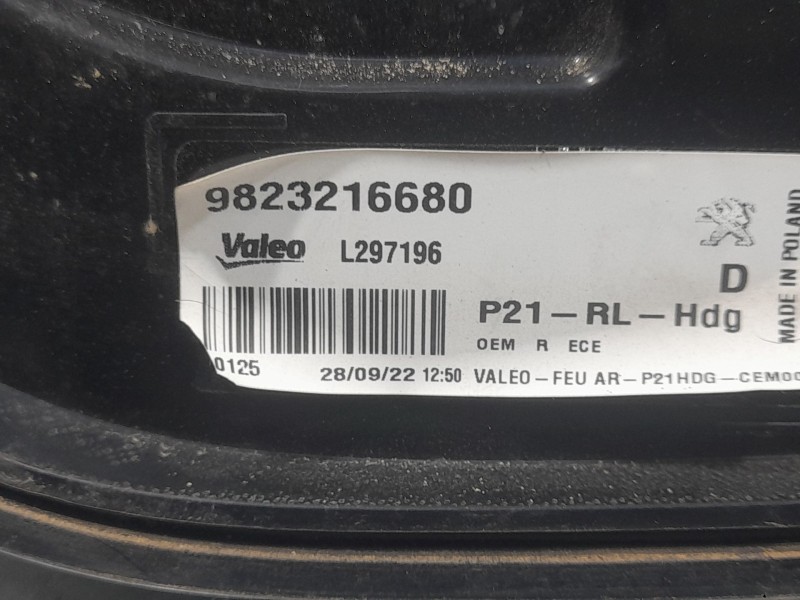 Recambio de piloto trasero derecho para peugeot 208 ii (ub_, up_, uw_, uj_) 1.2 puretech 100 referencia OEM IAM 9823216680 L2971