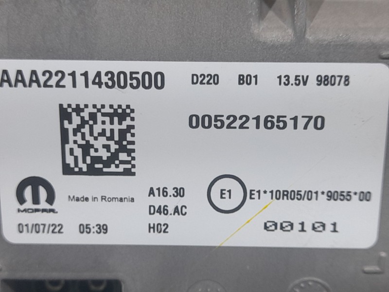 Recambio de cuadro instrumentos para fiat 500 e icon referencia OEM IAM 00522165170 AAA2211430500 MOPAR