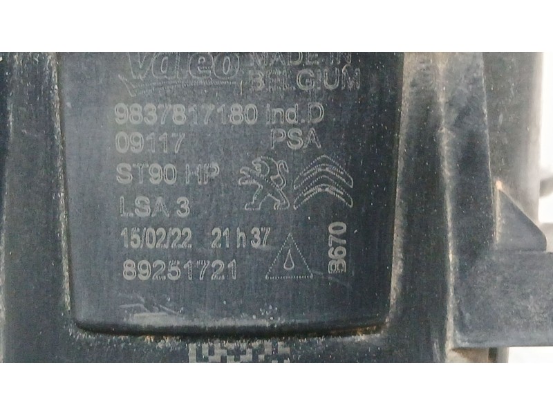 Recambio de faro antiniebla derecho para citroën berlingo furgoneta/monovolumen (k9) 1.5 bluehdi 100 referencia OEM IAM 98378171