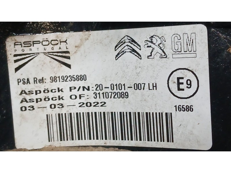 Recambio de piloto trasero izquierdo para citroën berlingo furgoneta/monovolumen (k9) 1.5 bluehdi 100 referencia OEM IAM 9819235