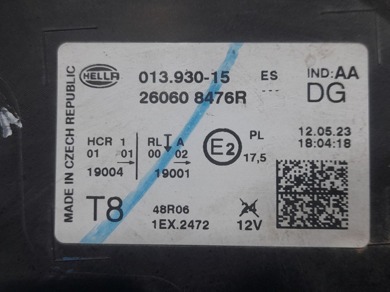 Recambio de faro izquierdo para mitsubishi asx (vsx_, vse_) 1.3 mhev (vsxg3) referencia OEM IAM 260608476R 01393015 HELLA