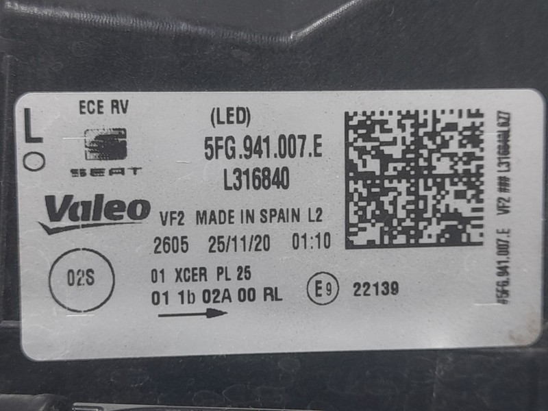Recambio de faro izquierdo para cupra formentor (km7, kmp) 2.0 tsi 4drive referencia OEM IAM 5FG941007E L316840 VALEO