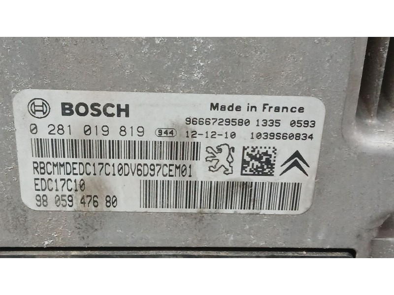 Recambio de centralita motor uce para citroën c-elysee (dd_) 1.6 hdi 92 referencia OEM IAM   