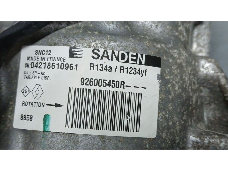 Recambio de compresor aire acondicionado para renault clio v zen referencia OEM IAM 926005450R SANDEN 8858 SNC12