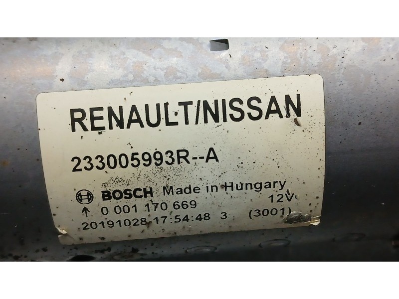 Recambio de motor arranque para renault clio v zen referencia OEM IAM 233005993R BOSCH 0001170669