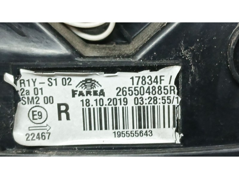 Recambio de piloto trasero derecho para renault clio v zen referencia OEM IAM 265504885R  