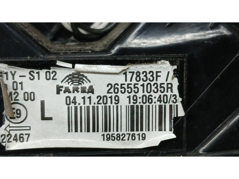 Recambio de piloto trasero izquierdo para renault clio v zen referencia OEM IAM 265551035R  