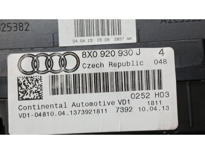 Recambio de cuadro instrumentos para audi a1 sportback (8xa, 8xf) 1.6 tdi referencia OEM IAM 8X0920930J CONTINENTAL CRISTAL SUCI