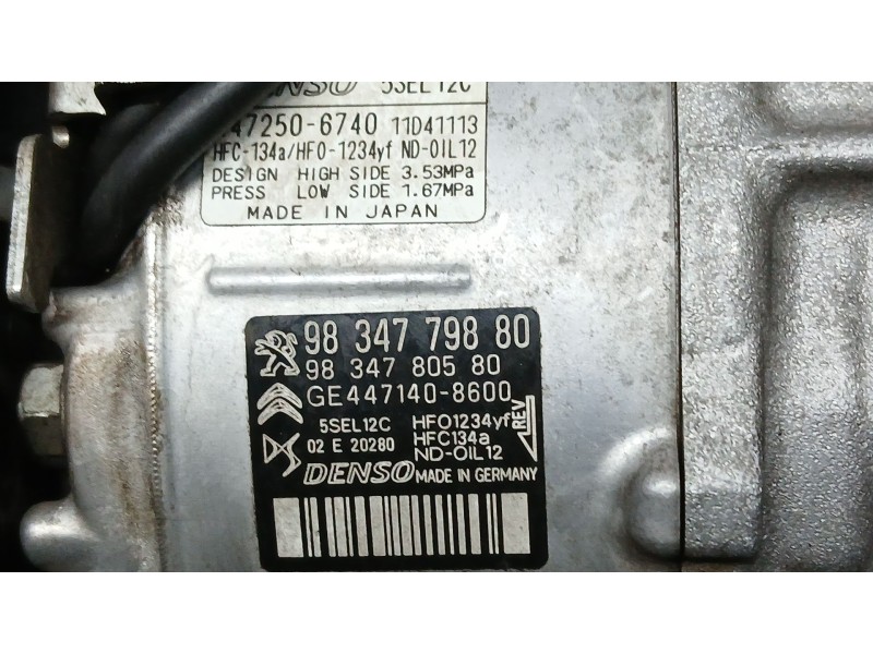 Recambio de compresor aire acondicionado para citroën c3 aircross i (2r_, 2c_) 1.2 puretech 110 (2rhnzb, 2rhnzw, 2rhnpx, 2rhnpj)
