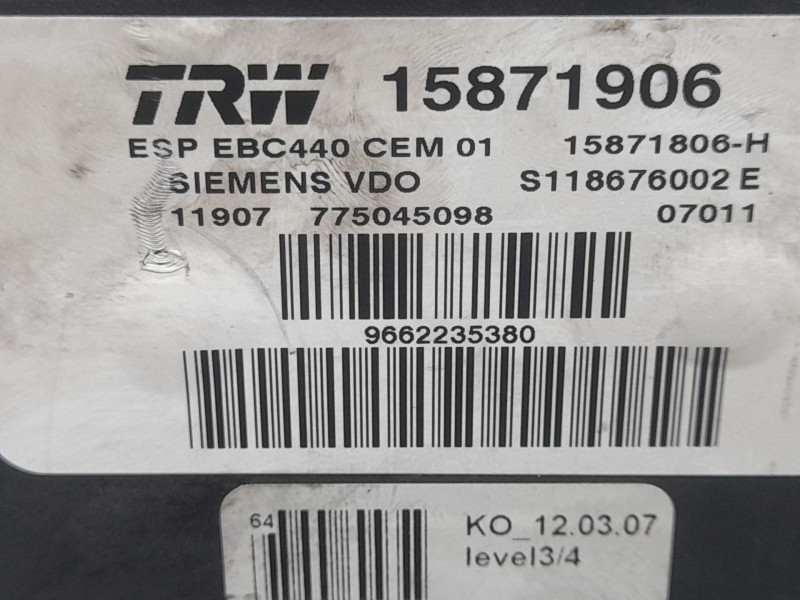 Recambio de abs para citroën c6 (td_) 2.7 hdi referencia OEM IAM 9662235380 15871906 TRW