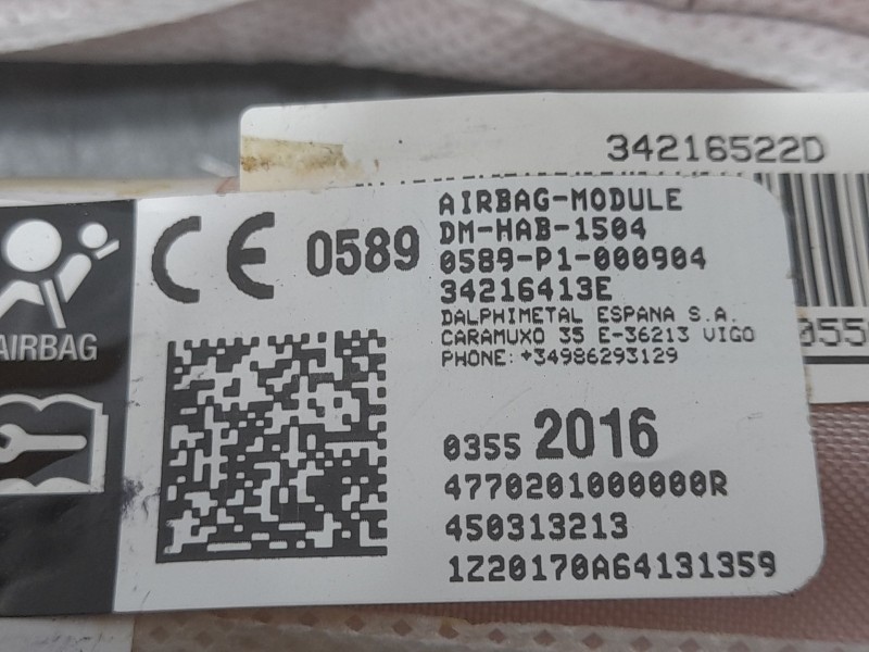 Recambio de airbag cortina delantero derecho para opel crossland x / crossland (p17, p2qo) 1.5 turbo d (75) referencia OEM IAM 9
