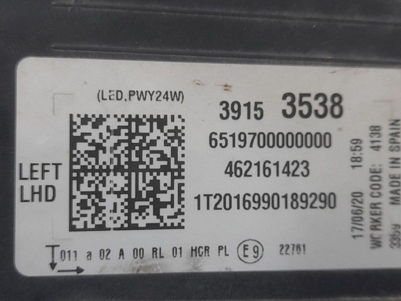 Recambio de faro izquierdo para opel crossland x / crossland (p17, p2qo) 1.5 turbo d (75) referencia OEM IAM 39153538 462161423 