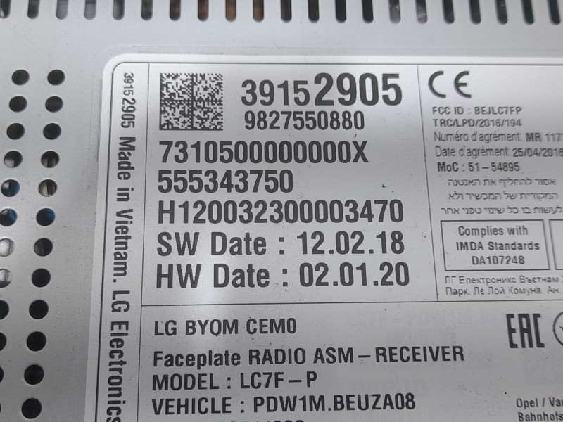 Recambio de sistema navegacion gps para opel crossland x / crossland (p17, p2qo) 1.5 turbo d (75) referencia OEM IAM 9827550880 