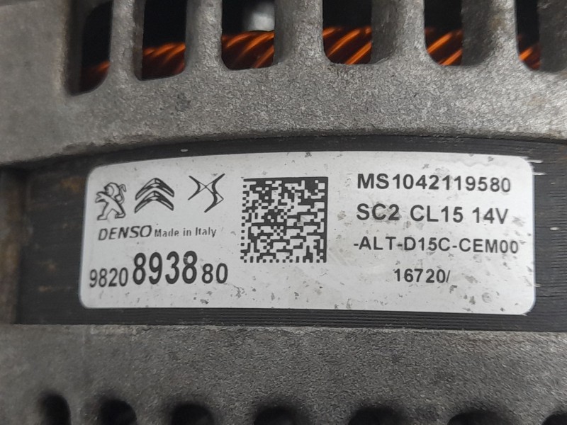 Recambio de alternador para opel crossland x / crossland (p17, p2qo) 1.5 turbo d (75) referencia OEM IAM 9820893880 MS1042119580