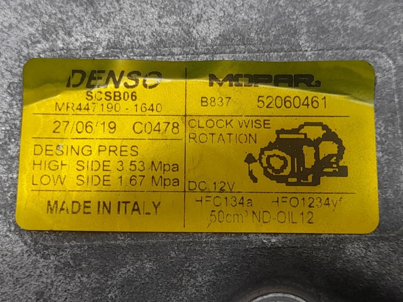 Recambio de compresor aire acondicionado para fiat 500 (312_) 1.2 (312axa1a) referencia OEM IAM 520604610 MR4471901640 DENSO