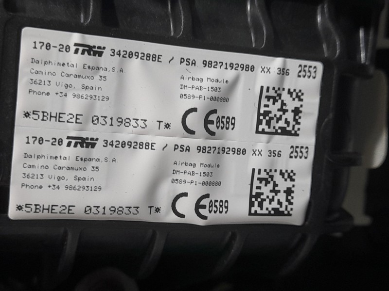Recambio de kit airbag para opel crossland x / crossland (p17, p2qo) 1.5 turbo d (75) referencia OEM IAM YQ008155YX C/SALPICADER