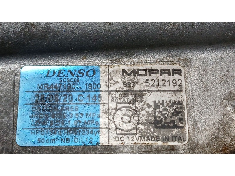 Recambio de compresor aire acondicionado para fiat 500 (312_) 1.0 mild hybrid (312.ayd1b) referencia OEM IAM 5212192 DENSO 44719