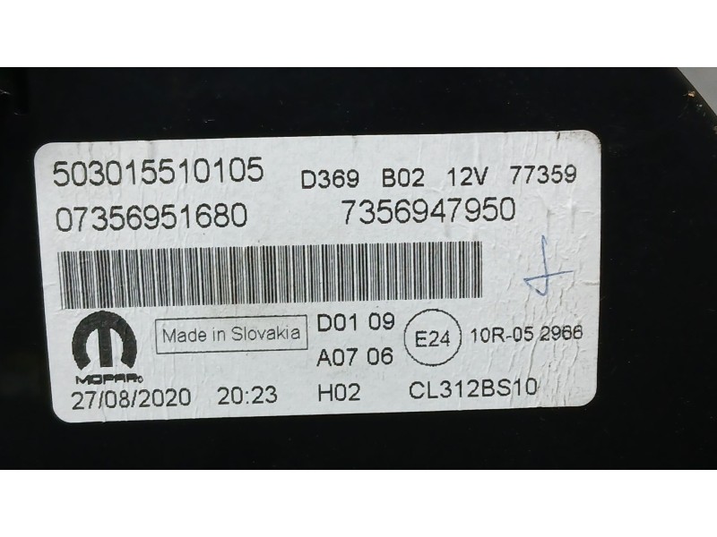 Recambio de cuadro instrumentos para fiat 500 (312_) 1.0 mild hybrid (312.ayd1b) referencia OEM IAM 735627950  503015510105