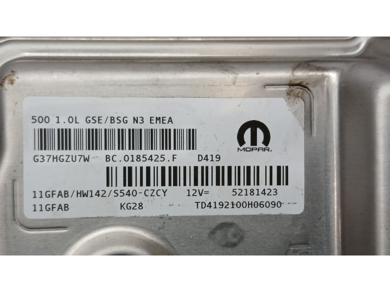 Recambio de centralita motor uce para fiat 500 (312_) 1.0 mild hybrid (312.ayd1b) referencia OEM IAM 52181423  4192100H06090