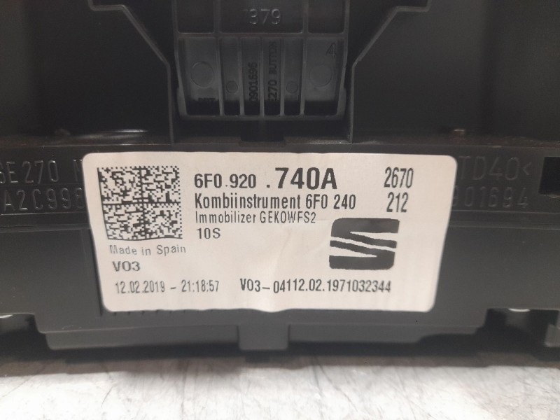 Recambio de cuadro instrumentos para seat ibiza v (kj1, kjg) 1.0 mpi referencia OEM IAM 6F0920740A  