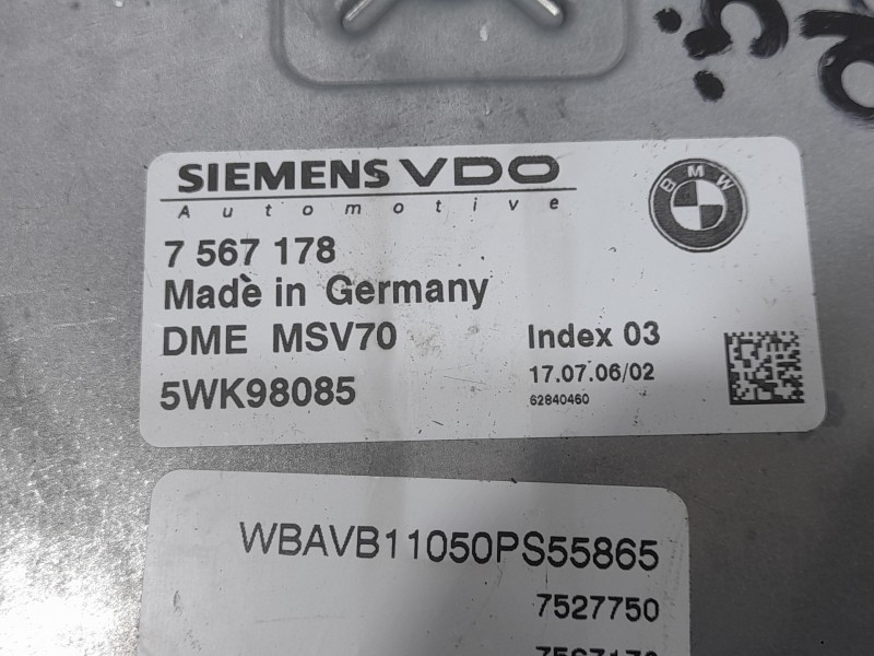 Recambio de centralita motor uce para bmw 3 (e90) 325 i referencia OEM IAM 7567178 5WK98085 SIEMENS