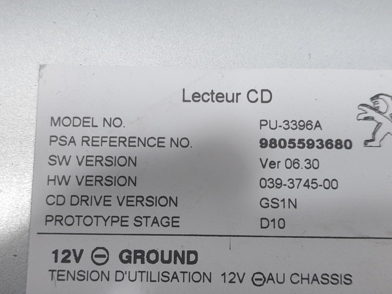 Recambio de sistema audio / radio cd para peugeot 308 active referencia OEM IAM 9805593680  
