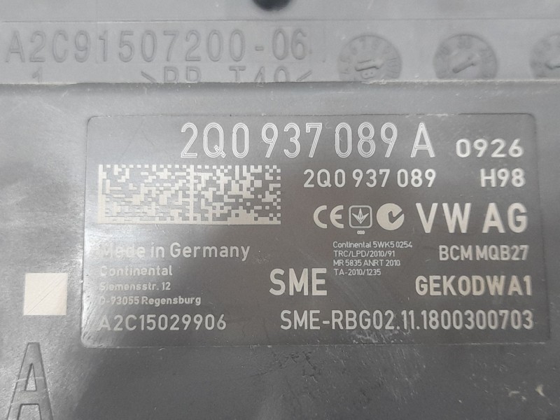 Recambio de modulo electronico para seat arona style edition referencia OEM IAM 2Q0937089A  