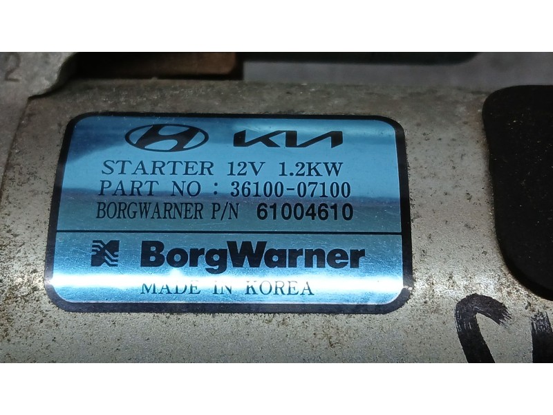 Recambio de motor arranque para hyundai i20 iii (bc3, bi3) 1.2 referencia OEM IAM 3610007100 BORG WARNER 61004610