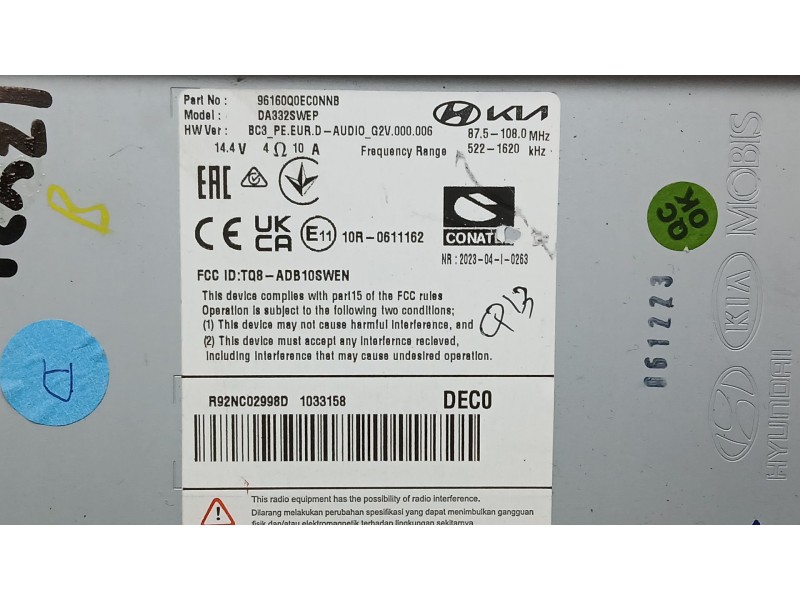 Recambio de sistema navegacion gps para hyundai i20 iii (bc3, bi3) 1.2 referencia OEM IAM 96460Q0WCONNB  DA332SWEP