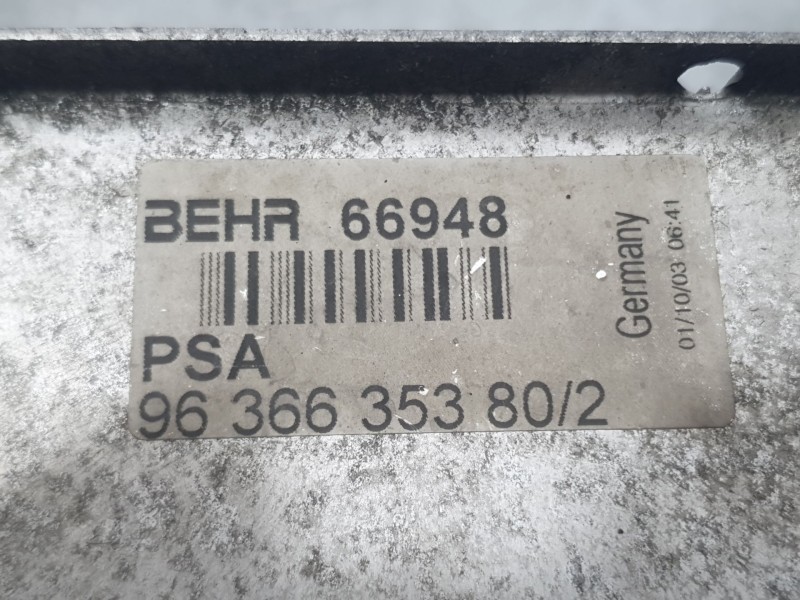 Recambio de intercooler para peugeot 307 sw (3h) 2.0 hdi 110 referencia OEM IAM 9636635380 66948 BEHR