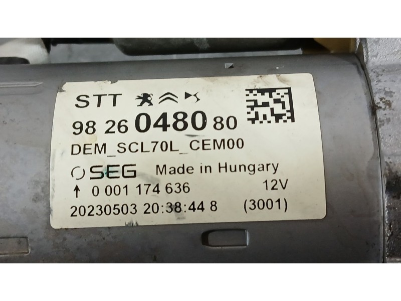 Recambio de motor arranque para citroën jumper iii furgoneta 2.2 bluehdi 120 referencia OEM IAM 9826048080 BOSCH 0001174636