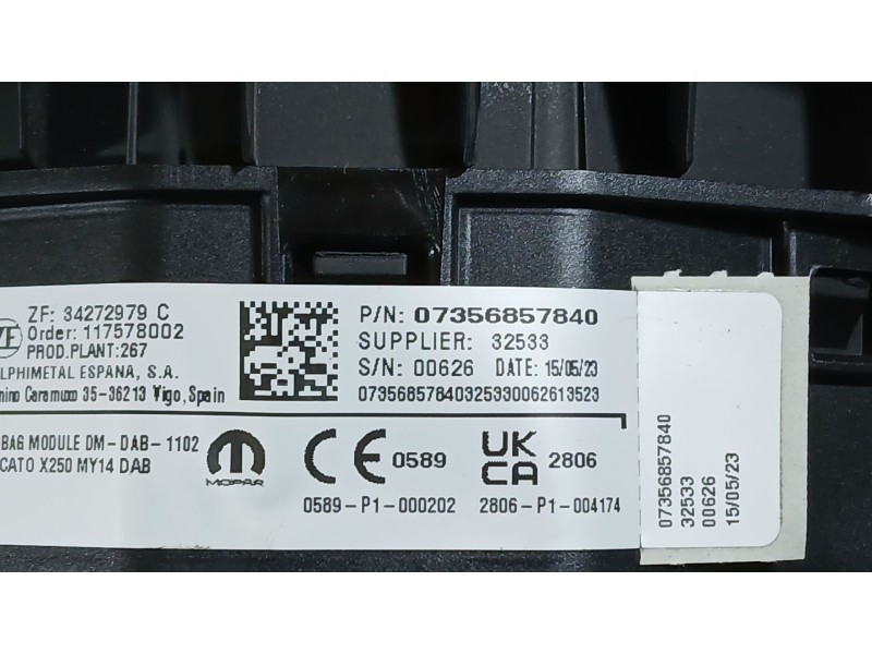 Recambio de airbag delantero izquierdo para citroën jumper iii furgoneta 2.2 bluehdi 120 referencia OEM IAM 7356857840 ZF 342729