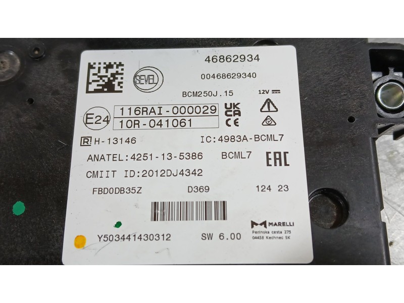 Recambio de caja reles / fusibles para citroën jumper iii furgoneta 2.2 bluehdi 120 referencia OEM IAM 46862934 SEVEL Y503441430