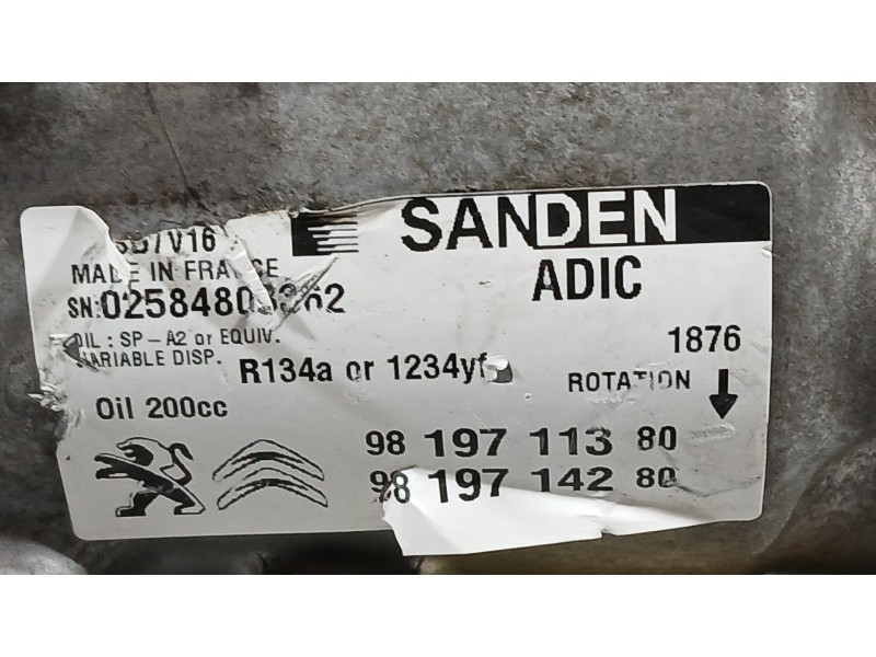 Recambio de compresor aire acondicionado para citroën jumper iii furgoneta 2.2 bluehdi 120 referencia OEM IAM 9819711380 SANDEN 