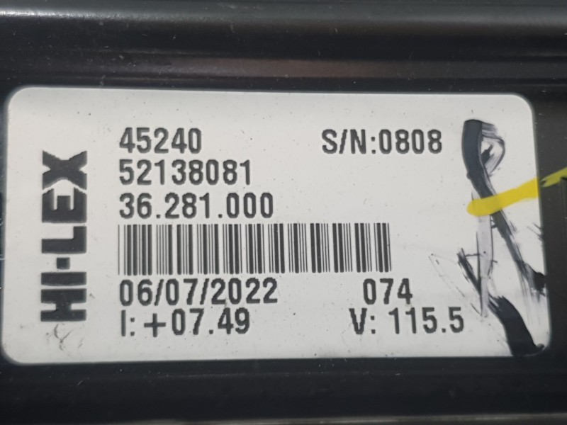 Recambio de elevalunas delantero derecho para fiat 500e (332_) elektro 3+1 (fa1) referencia OEM IAM 52138081 45240 HILEX