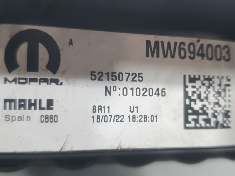 Recambio de radiador agua para fiat 500e (332_) elektro 3+1 (fa1) referencia OEM IAM 52150725 MW694003 MOPAR
