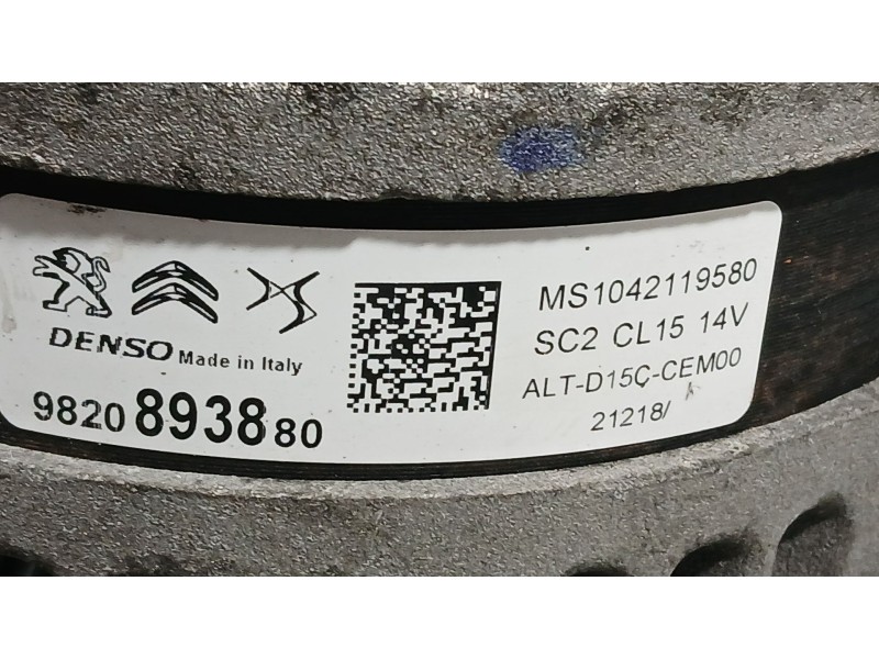 Recambio de alternador para citroën c4 cactus 1.5 bluehdi 100 referencia OEM IAM 9820893880 DENSO 1042119580