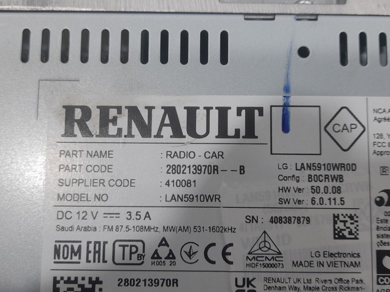 Recambio de sistema navegacion gps para dacia sandero iii 1.0 tce 100 eco-g referencia OEM IAM 280213970R LAN5910WR0D LG