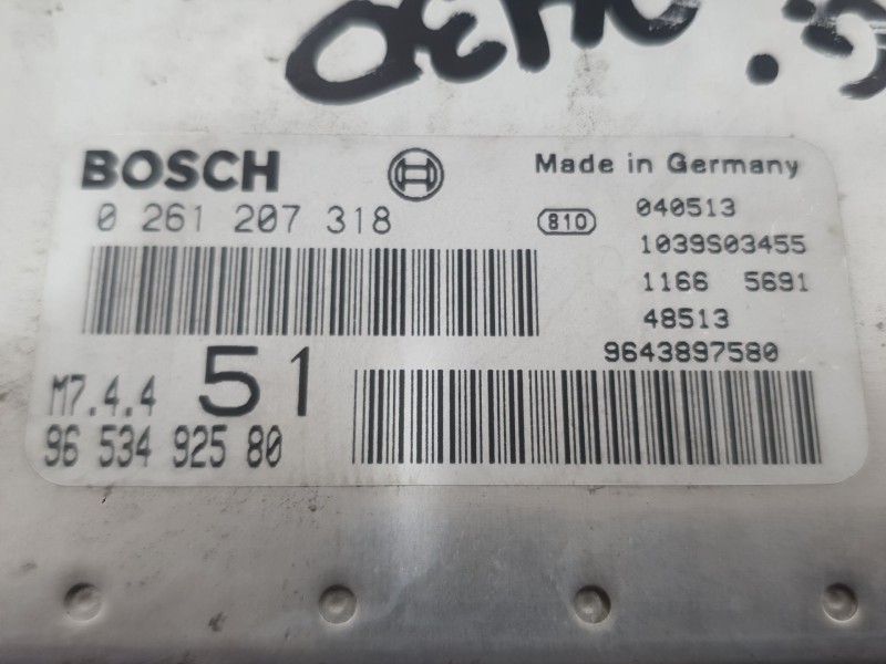 Recambio de centralita motor uce para citroën xsara picasso (n68) 1.6 referencia OEM IAM 9653492580 0261207318 BOSCH