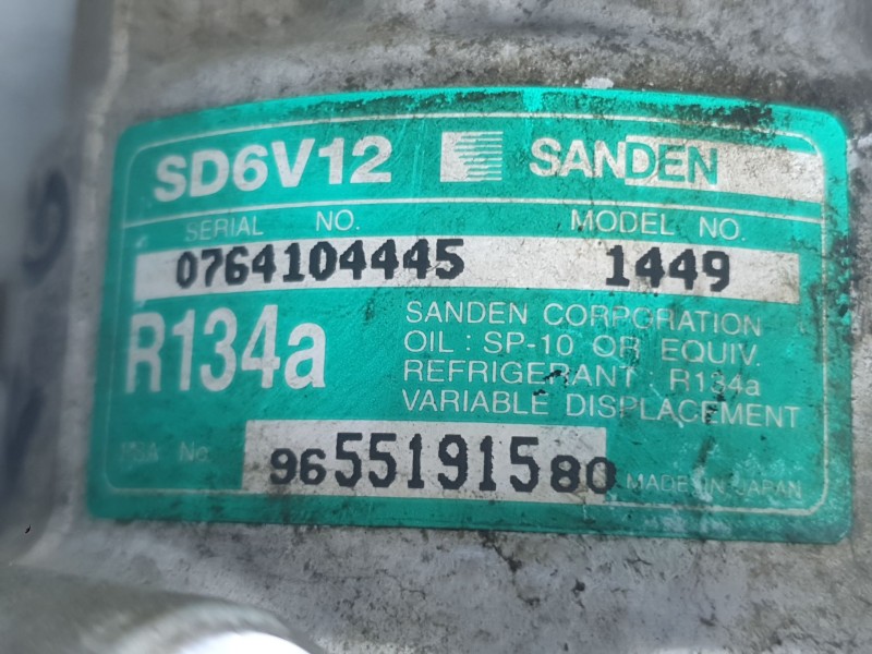 Recambio de compresor aire acondicionado para citroën xsara picasso (n68) 1.6 referencia OEM IAM 9655191580 0764104445 SANDEN