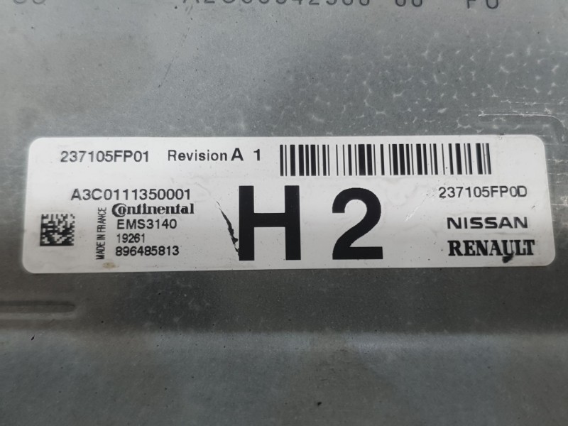 Recambio de centralita motor uce para nissan micra v (k14) 1.0 ig-t 100 referencia OEM IAM 237105FP0D A3C0111350001 CONTINENTAL