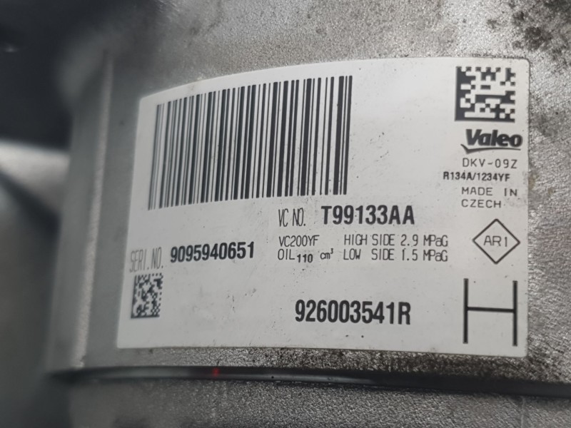 Recambio de compresor aire acondicionado para nissan micra v (k14) 1.0 ig-t 100 referencia OEM IAM 926003541R T99133AA VALEO