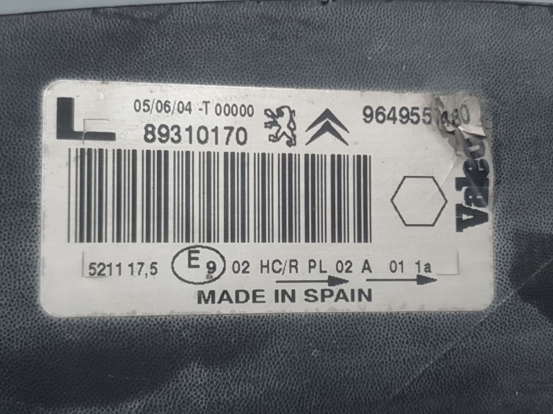 Recambio de faro izquierdo para citroën xsara picasso (n68) 1.6 referencia OEM IAM 9649557480 89310170 VALEO
