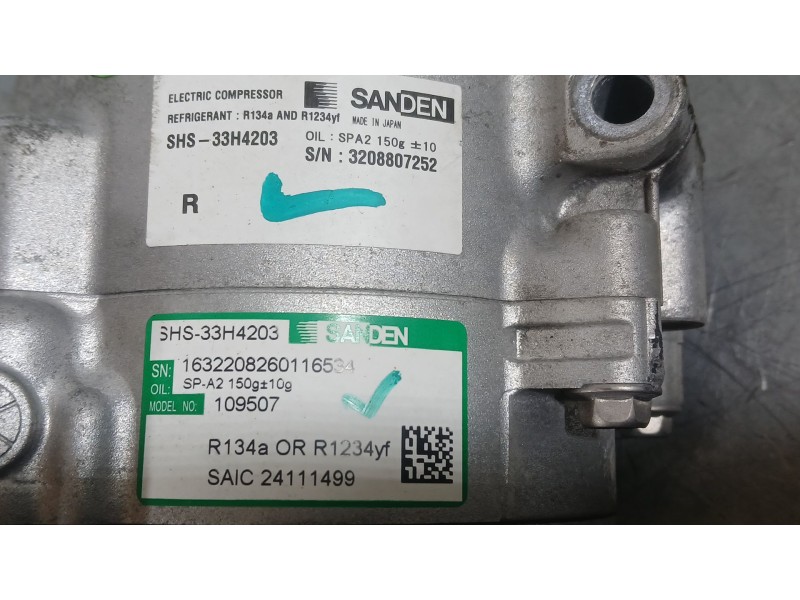 Recambio de compresor aire acondicionado para mg hs (as23) 1.5 ehs hybrid (csa6463) referencia OEM IAM 24111499 SAIC SANDEN SHS3