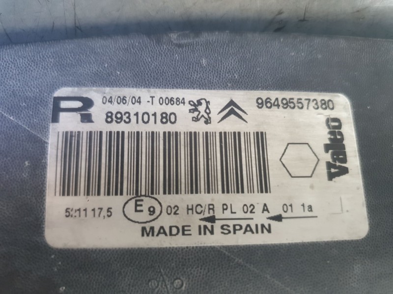 Recambio de faro derecho para citroën xsara picasso (n68) 1.6 referencia OEM IAM 9649557380 89310180 VALEO