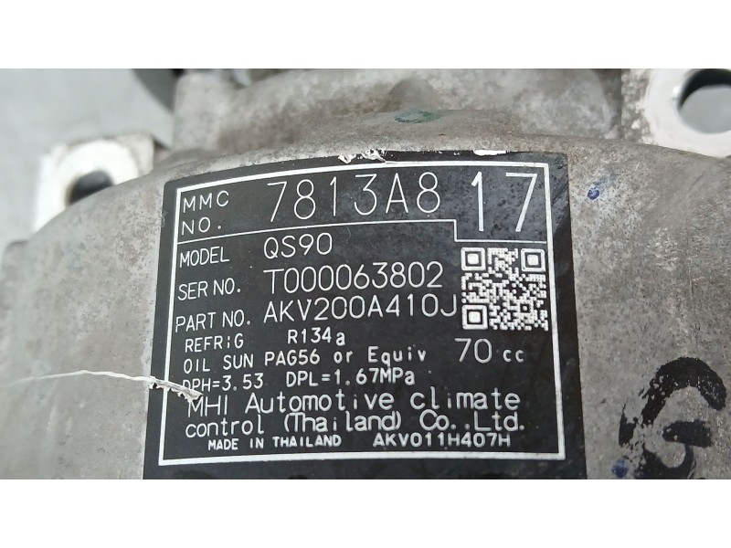 Recambio de compresor aire acondicionado para mitsubishi asx (ga_w_) 1.6 di-d referencia OEM IAM 7813A817 MHI AUTOMITIVE AKV200A